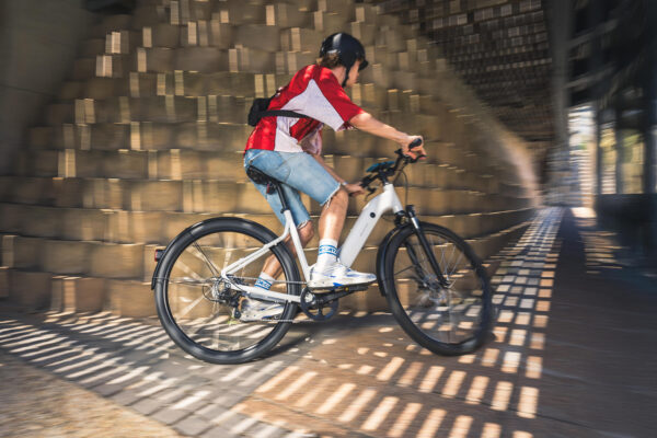 Rockrider E-Trekkingvelo E-ACTIV 100 – hoher Rahmen, Perl-Grau