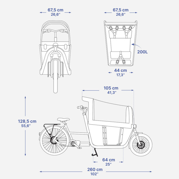 Btwin E-Cargobike Long John F900E Family – Gelb